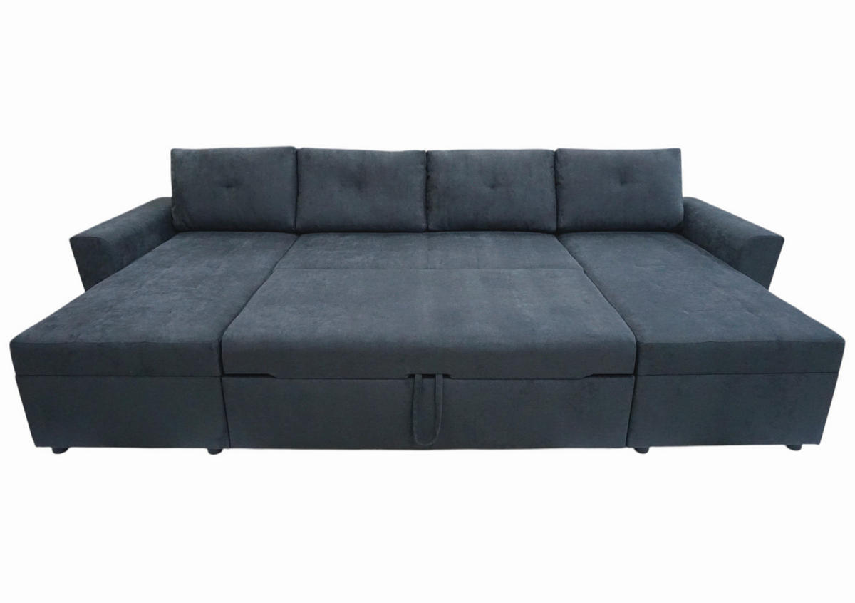 WOHNLANDSCHAFT TERMOLI in Jacquard Anthrazit  - Anthrazit/Schwarz, Design, Kunststoff/Textil (155/296/155cm) - MID.YOU