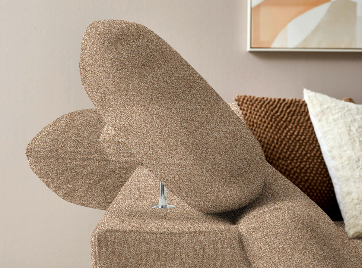 ECKSOFA in Bouclé Hellbraun  - Hellbraun/Eichefarben, Modern, Holz/Textil (212/287cm) - Valnatura