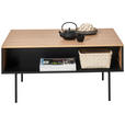 COUCHTISCH - Eichefarben/Schwarz, Basics, Holzwerkstoff/Metall (100/68/49cm) - Hom`in