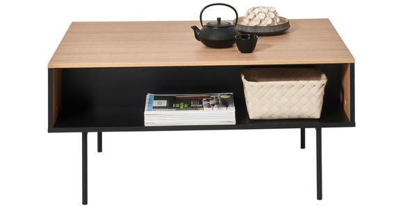 COUCHTISCH - Eichefarben/Schwarz, Basics, Holzwerkstoff/Metall (100/68/49cm) - Hom`in