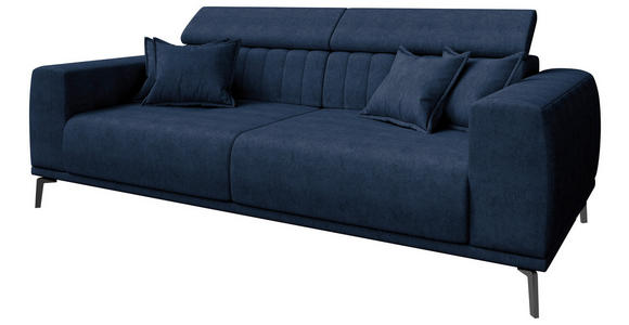 3-SITZER-SOFA  in Webstoff Dunkelblau  - Schwarz/Dunkelblau, KONVENTIONELL, Textil/Metall (240/80/113cm) - Carryhome