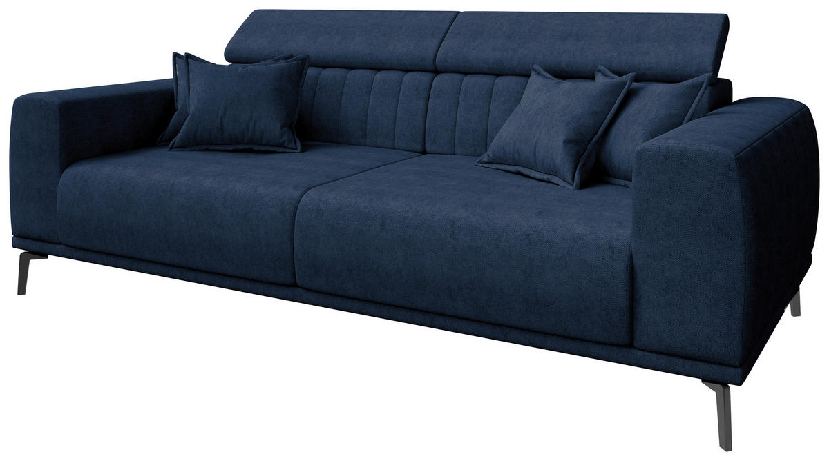 3-SITZER-SOFA Webstoff Dunkelblau  - Schwarz/Dunkelblau, KONVENTIONELL, Textil/Metall (240/80/110cm) - Carryhome
