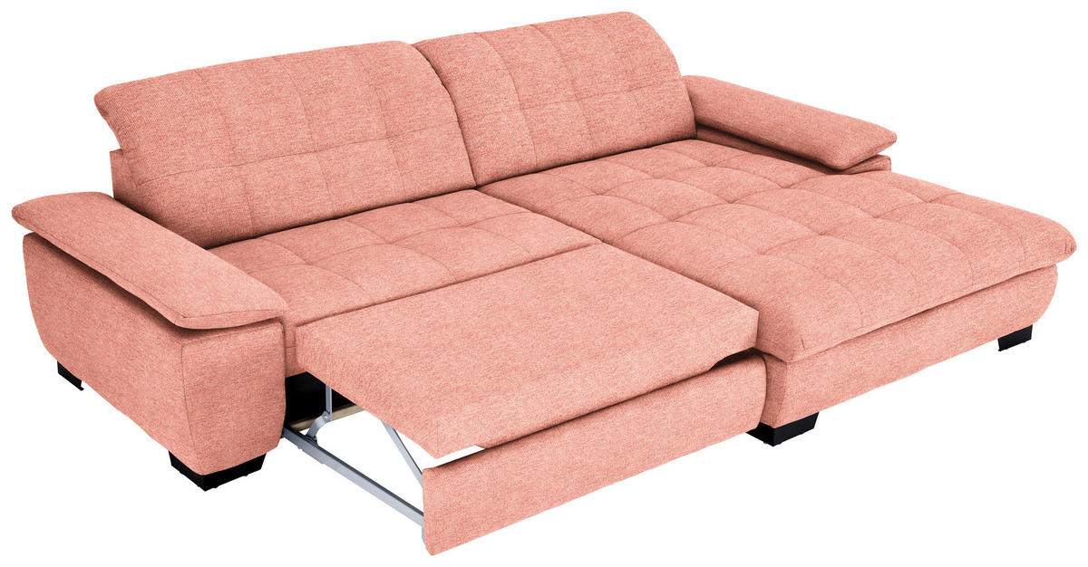 ECKSOFA in Webstoff Koralle  265/180 cm  - Koralle/Schwarz, Design, Textil/Metall (265/180cm) - Carryhome