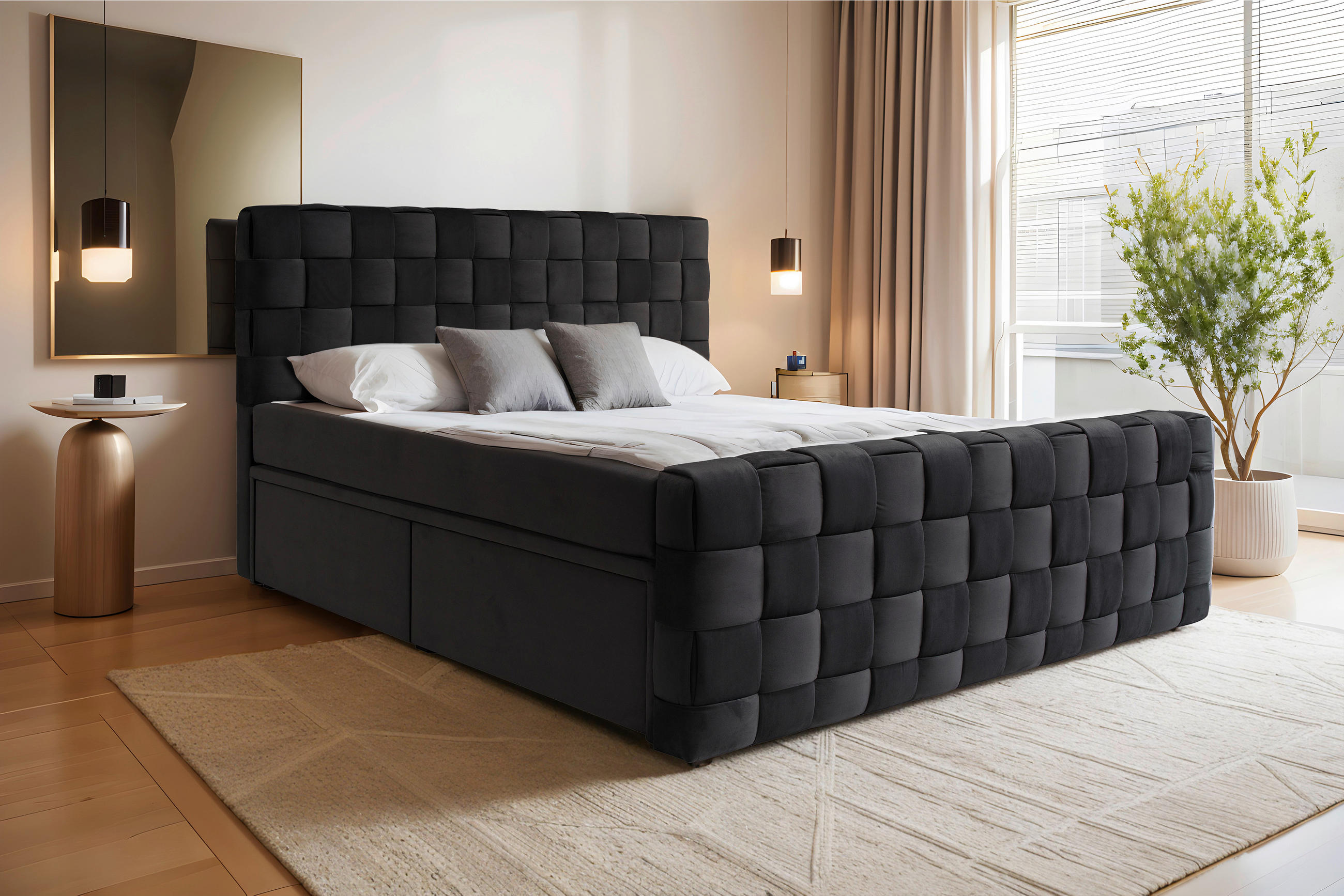 AMERICKÁ POSTEĽ, 140/200 cm, čierna - čierna, Modern, textil (140/200cm) - Livetastic