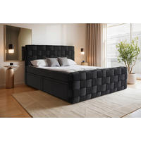AMERICKÁ POSTEL, 180/200 cm, černá - černá, Moderní, textil (180/200cm) - Livetastic