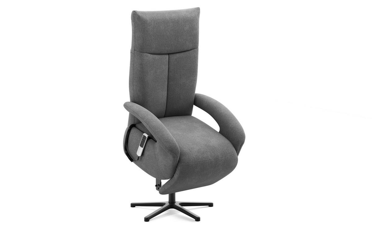 RELAXSESSEL Mikrofaser Kopfteilverstellung, Rücken echt    - Dunkelgrau/Schwarz, MODERN, Textil/Metall (74/112/82cm) - Sit & More