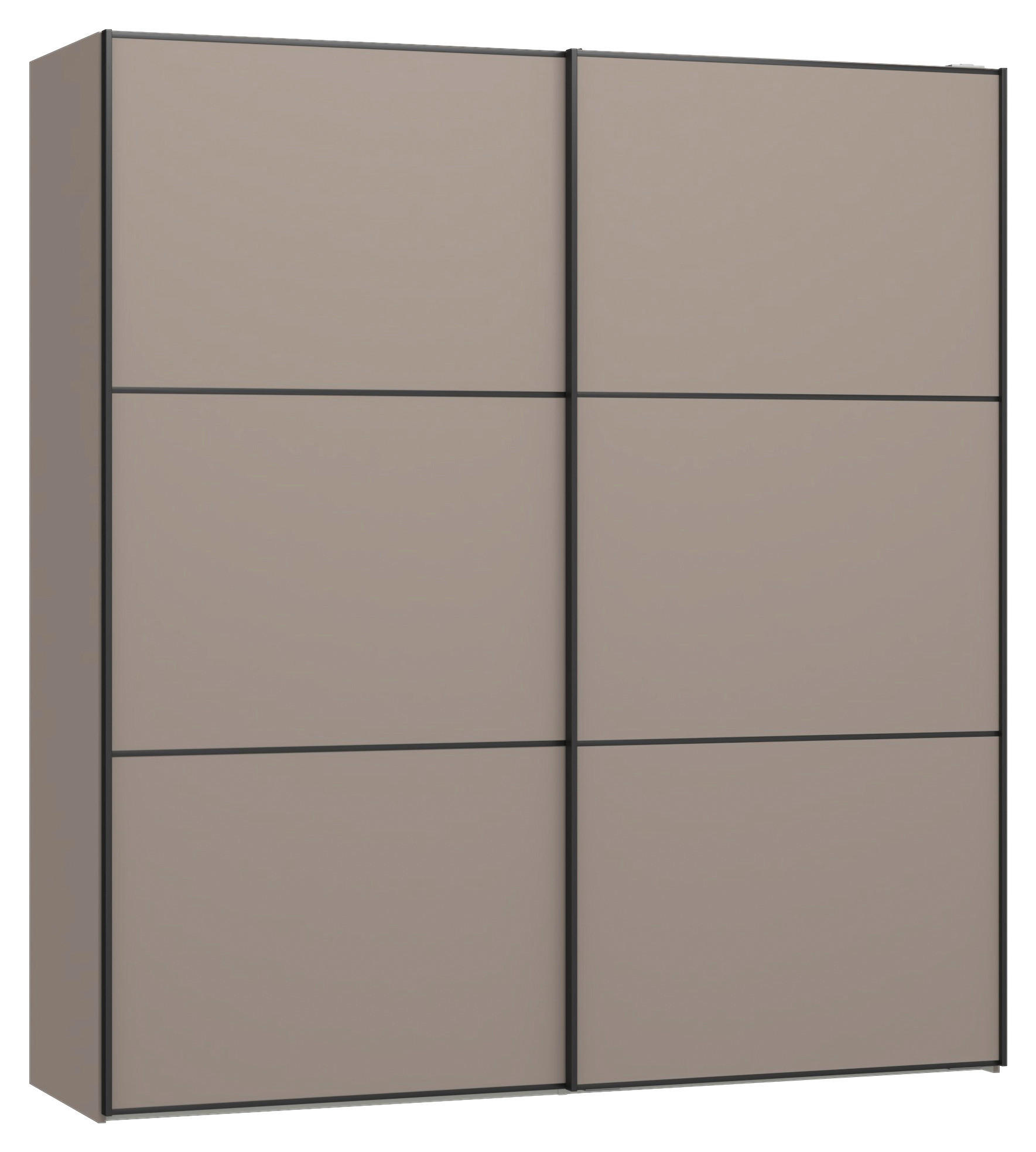 SCHWEBETÜRENSCHRANK 203/220/65 cm 2-türig Hellbraun  - Hellbraun/Schwarz, Design, Holzwerkstoff/Metall (203/220/65cm) - Jutzler