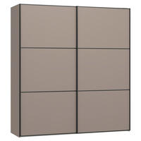 SCHWEBETÜRENSCHRANK 203/220/65 cm 2-türig Hellbraun  - Hellbraun/Schwarz, Design, Holzwerkstoff/Metall (203/220/65cm) - Jutzler