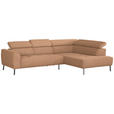 ECKSOFA in Webstoff Rostfarben  280/205 cm  - Rostfarben/Schwarz, Design, Textil/Metall (280/205cm) - Xora