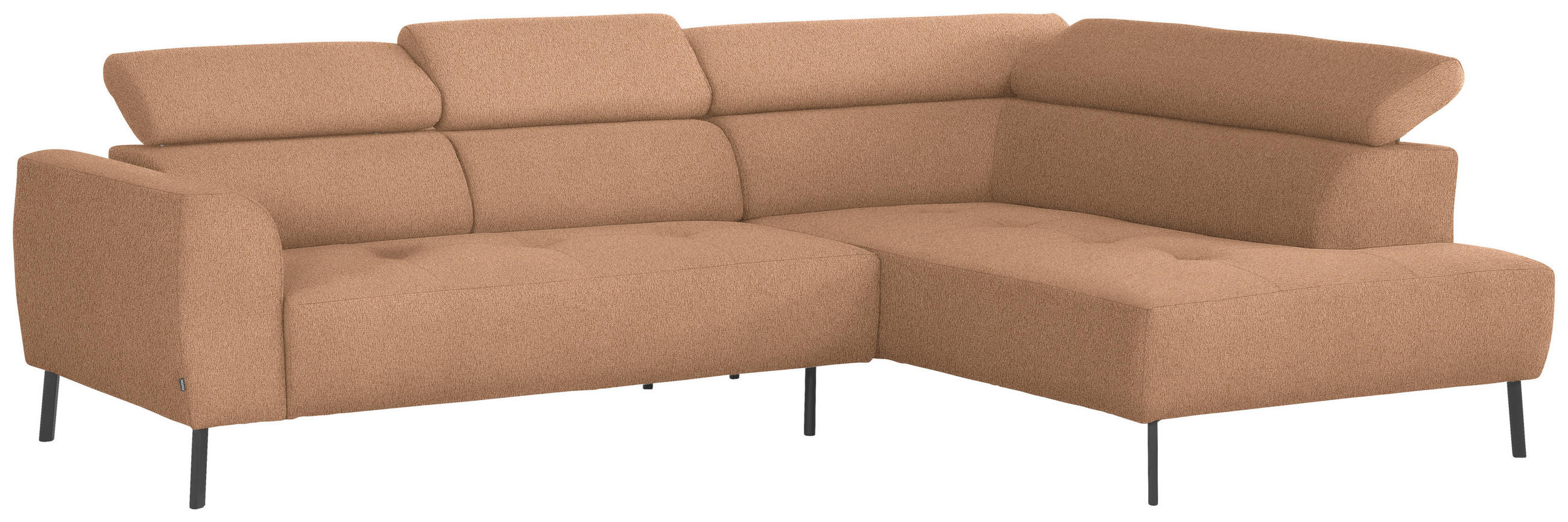 ECKSOFA in Webstoff Rostfarben  280/205 cm  - Rostfarben/Schwarz, Design, Textil/Metall (280/205cm) - Xora