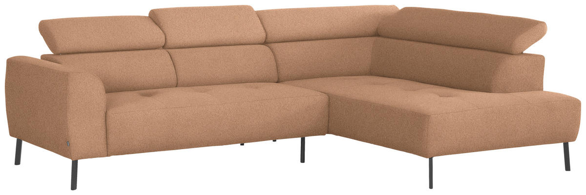ECKSOFA in Webstoff Rostfarben  280/205 cm  - Rostfarben/Schwarz, Design, Textil/Metall (280/205cm) - Xora