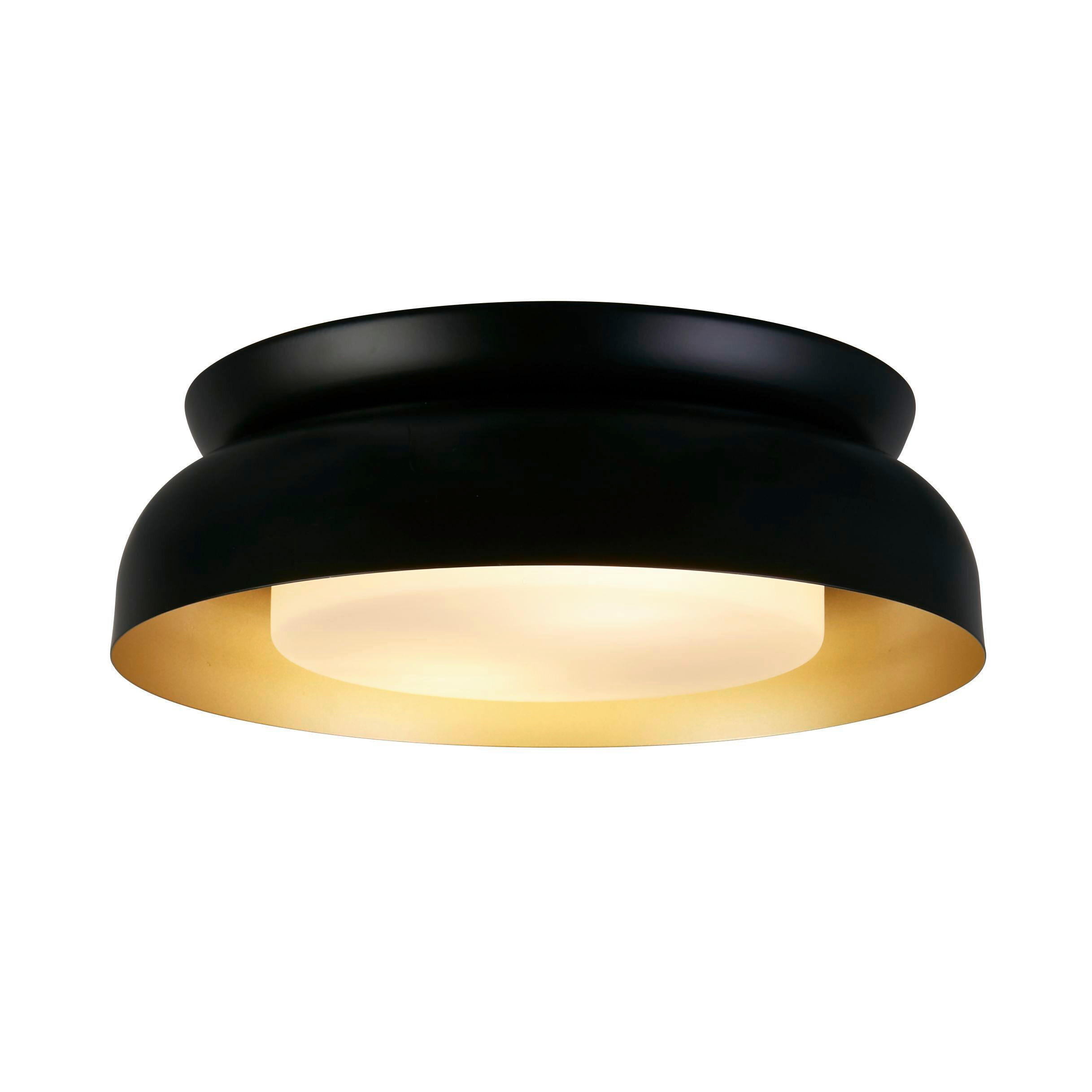 DECKENLEUCHTE Kendal 36,5/36,5/11,5 cm  - Goldfarben/Schwarz, Design, Glas/Metall (36,5/36,5/11,5cm)
