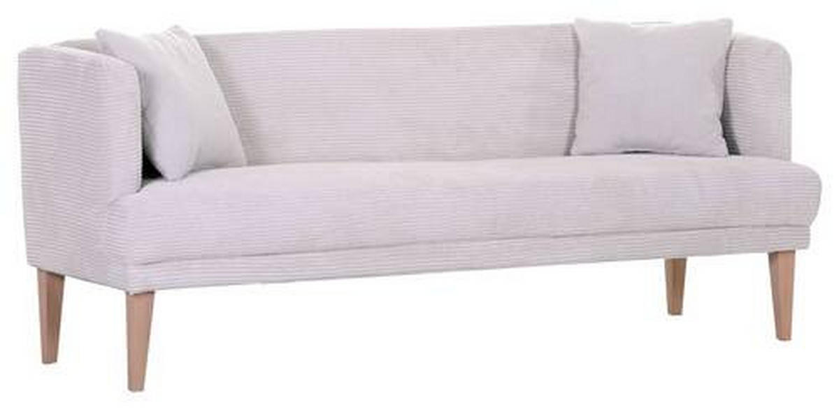 SITZBANK 210/83/70 cm Cord Creme, Weiß, Eichefarben Holz  - Eichefarben/Creme, Design, Holz/Textil (210/83/70cm) - Landscape