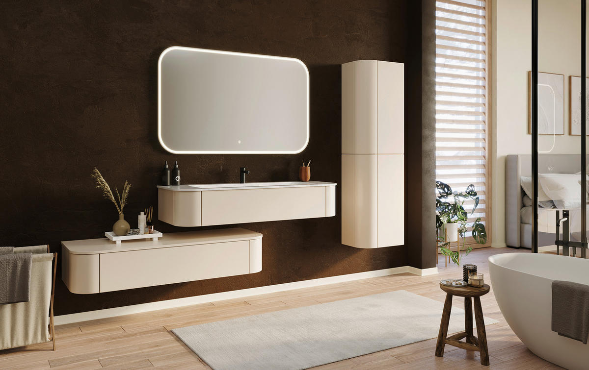 WASCHTISCHKOMBI 132 cm  - Kaschmir/Weiß, KONVENTIONELL, Holzwerkstoff/Stein (132cm) - Novel