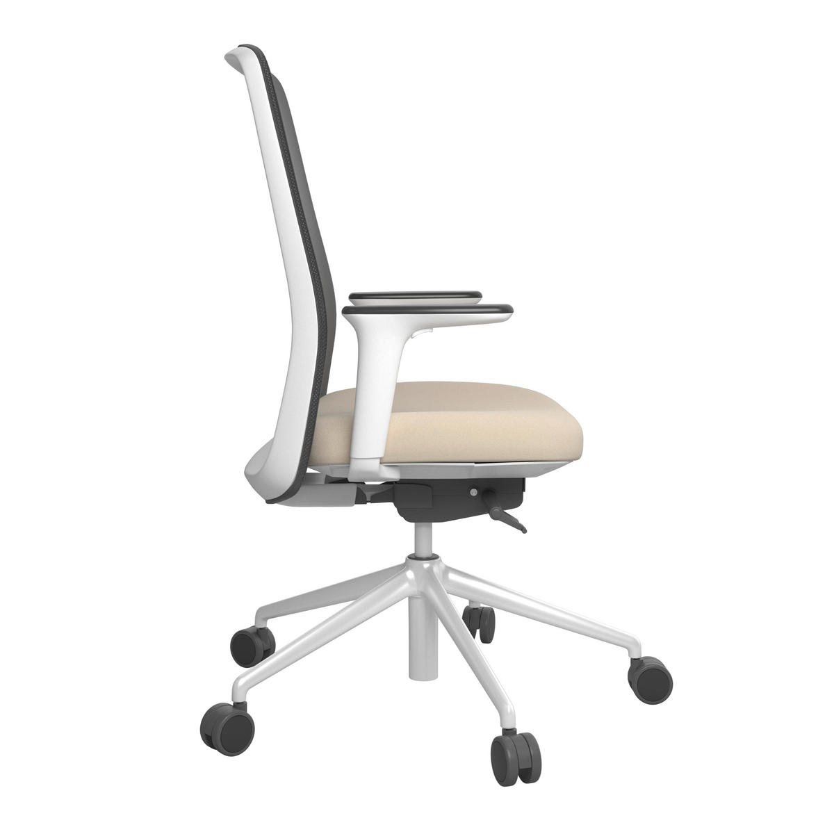 DREHSTUHL Schwarz, Weiß, Beige  - Beige/Schwarz, MODERN, Kunststoff/Textil (70/103-115/70cm)