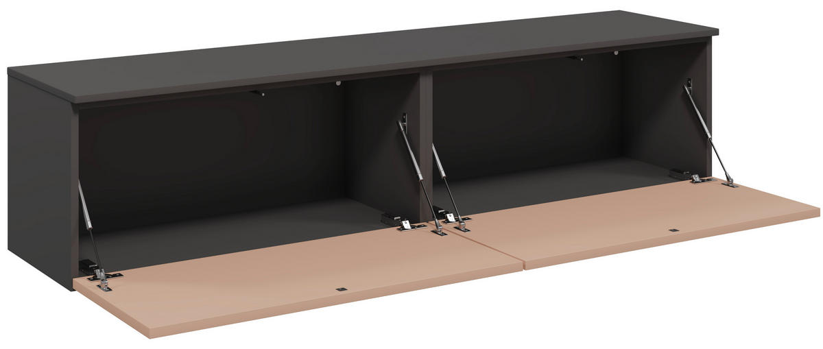 LOWBOARD  160,3/37,6/37,4 cm  individuell planbar, Beimöbel erhältlich, hängend, in verschiedenen Größen erhältlich, in verschiedenen Holzdekoren erhältlich  - Schieferfarben/Koralle, Design, Holzwerkstoff (160,3/37,6/37,4cm) - Celina Home