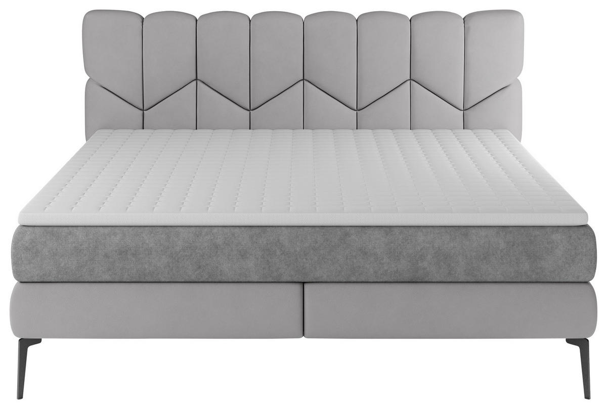 BOXSPRINGBETT 180/200 cm  in Grau  - Schwarz/Grau, Design, Leder/Textil (180/200cm) - Esposa