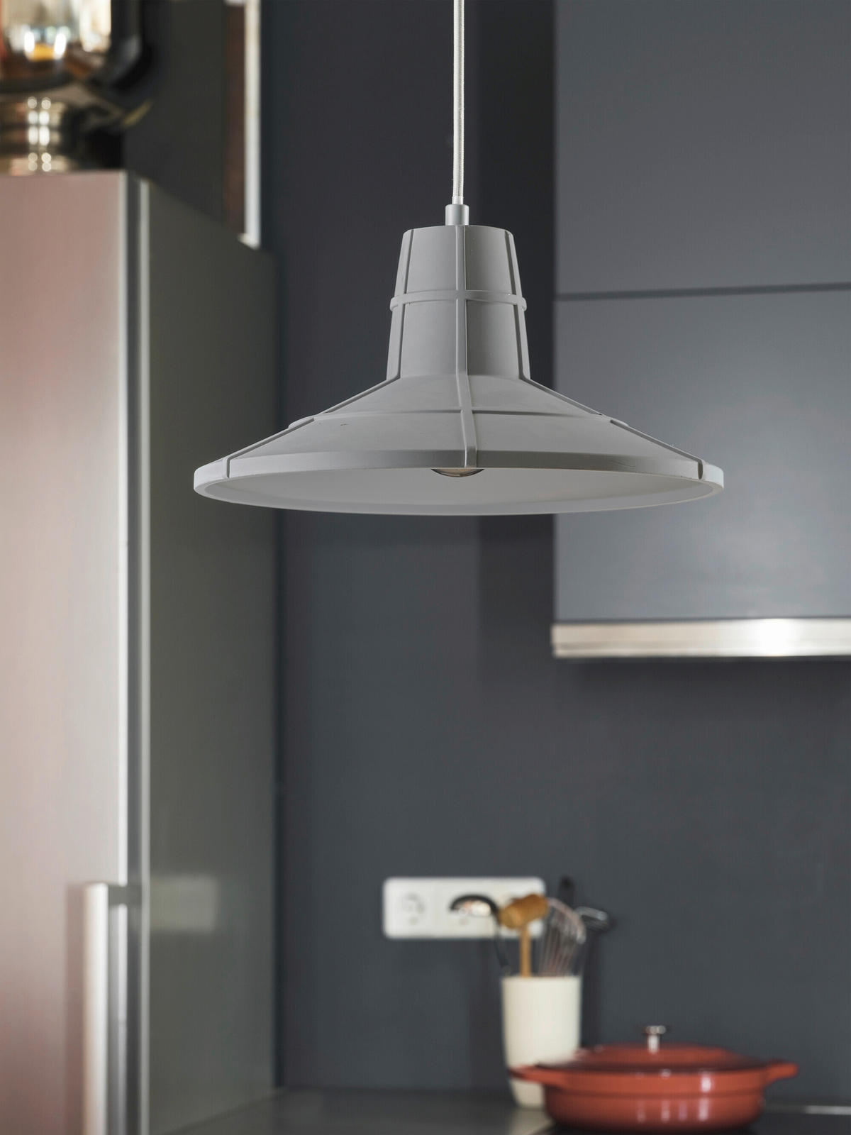 HÄNGELEUCHTE 32.5/121.5 cm  - Dunkelgrau, Basics, Stein/Metall (32.5/121.5cm) - Osram