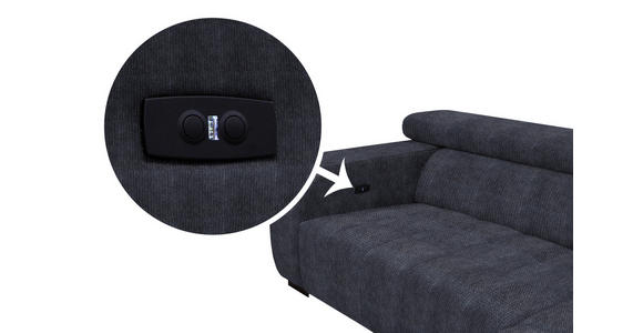 ECKSOFA  in Webstoff Dunkelgrau  279/182 cm  - Dunkelgrau/Schwarz, KONVENTIONELL, Textil/Metall (279/182cm) - Hom`in