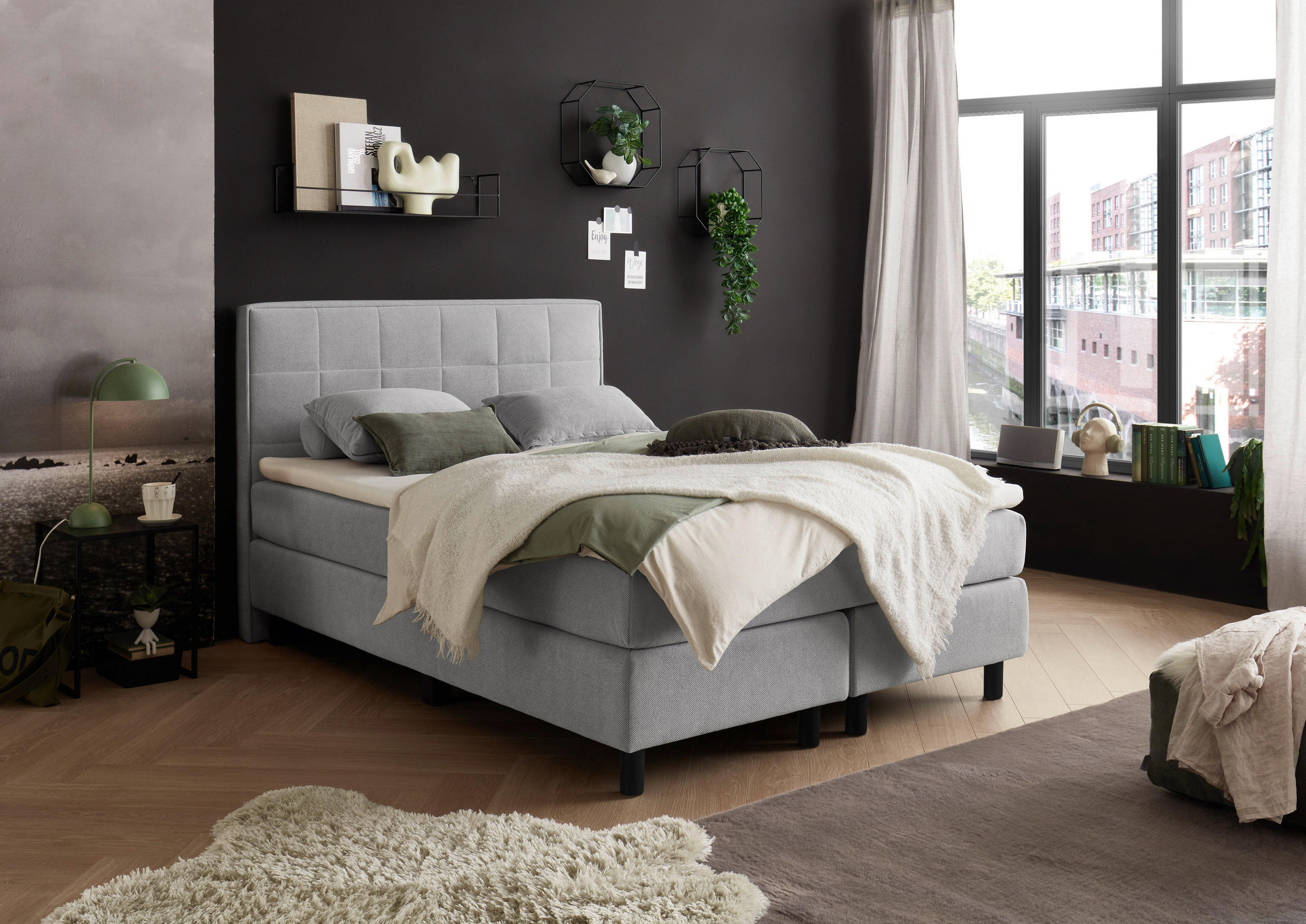 BOXBETT 140/200 cm  in Hellgrau  - Hellgrau, MODERN, Holzwerkstoff/Kunststoff (140/200cm) - MID.YOU