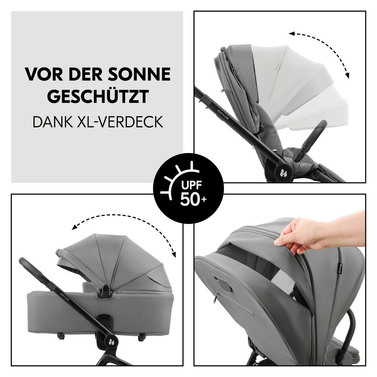 KOMBIKINDERWAGEN  Move N Care Set  Dark Grey  - Schwarz/Grau, Basics, Kunststoff/Textil (61/105/100cm) - Hauck