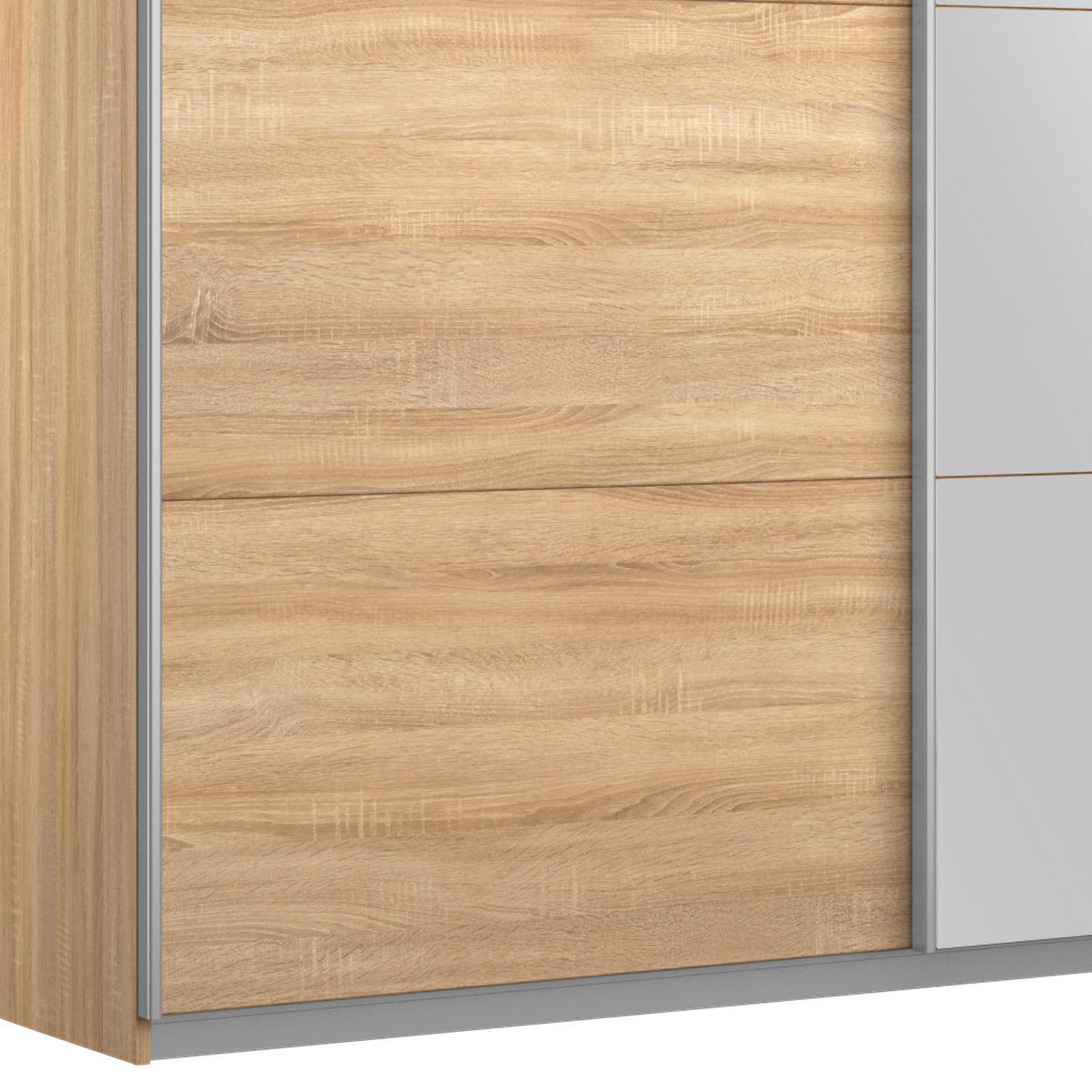 SCHWEBETÜRENSCHRANK in Sonoma Eiche  - Alufarben/Sonoma Eiche, Modern, Holzwerkstoff/Metall (181/210/62cm) - Rauch Möbel