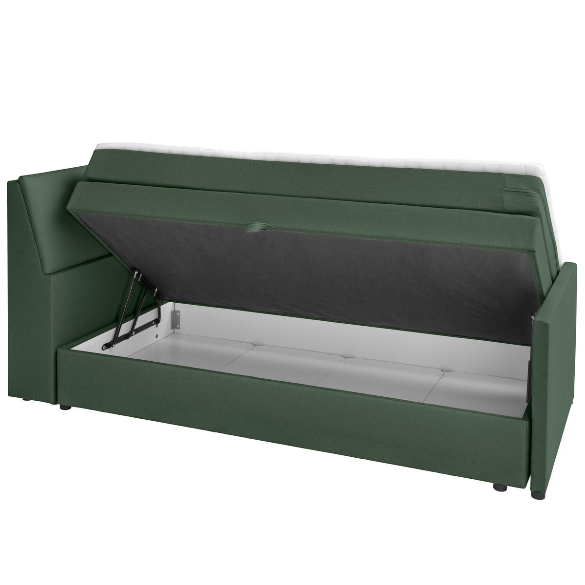 BOXSPRING-ÁGY 100/200 cm  zöld  - fekete/zöld, Modern, textil/fa (100/200cm) - MID.YOU