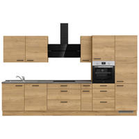 KÜCHENBLOCK 360 cm   in Eichefarben, Schieferfarben  - Schieferfarben/Eichefarben, MODERN, Holzwerkstoff/Metall (360cm) - Nobilia