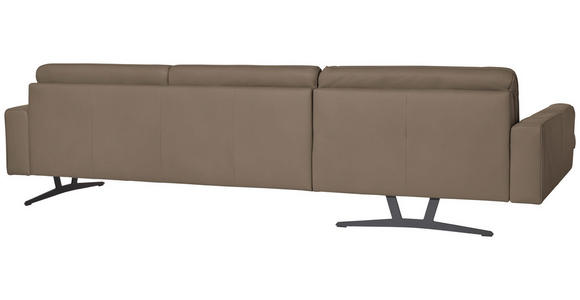 ECKSOFA in Echtleder Greige  - Greige/Anthrazit, KONVENTIONELL, Leder/Metall (182/324cm) - Ambiente