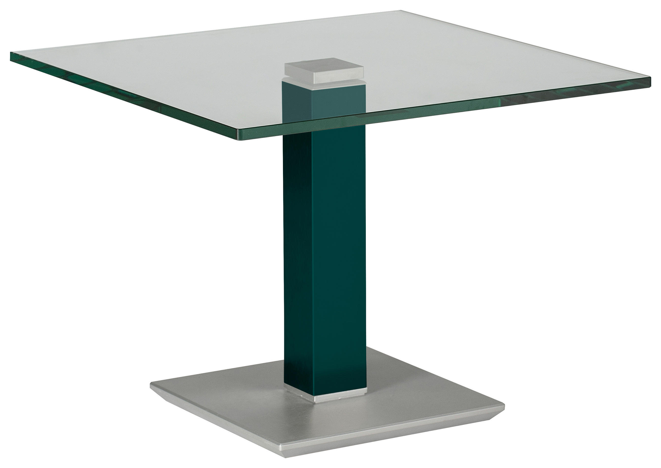 BEISTELLTISCH 60/60/46-65 cm Blau, Grün, Edelstahlfarben quadratisch  - Blau/Edelstahlfarben, Design, Glas/Kunststoff (60/60/46-65cm)
