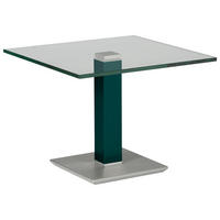 BEISTELLTISCH 60/60/46-65 cm Blau, Grün, Edelstahlfarben quadratisch  - Blau/Edelstahlfarben, Design, Glas/Kunststoff (60/60/46-65cm)