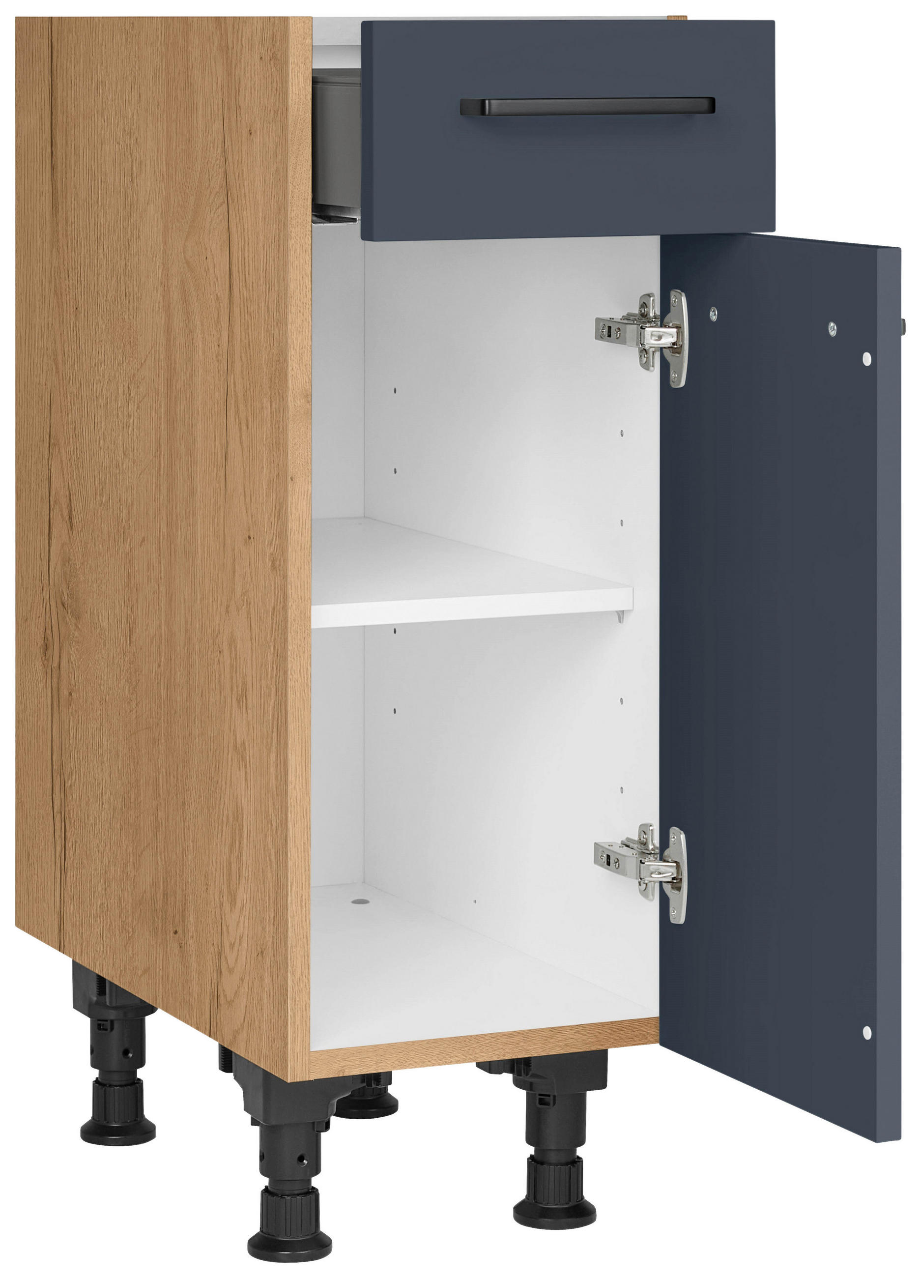 SCHUBKASTENUNTERSCHRANK 30/87/56 cm  in Blau, Eichefarben  - Blau/Eichefarben, MODERN, Holzwerkstoff/Metall (30/87/56cm) - Nobilia