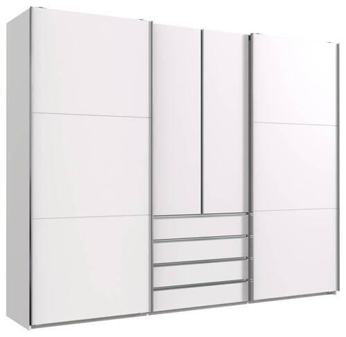 SCHWEBETÜRENSCHRANK 300/236/65 cm Weiß  - Chromfarben/Weiß, MODERN, Holzwerkstoff/Metall (300/236/65cm) - MID.YOU