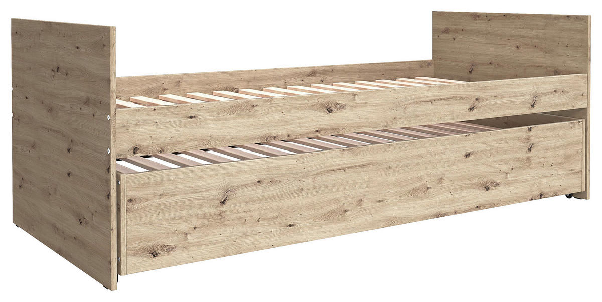 AUSZIEHBETT 90/200 cm,  in Eiche Artisan, Bettschublade, Lattenrost für Zusatzbett, Lattenrost für Hauptbett  - Eiche Artisan, MODERN, Holz/Holzwerkstoff (90/200cm) - MID.YOU