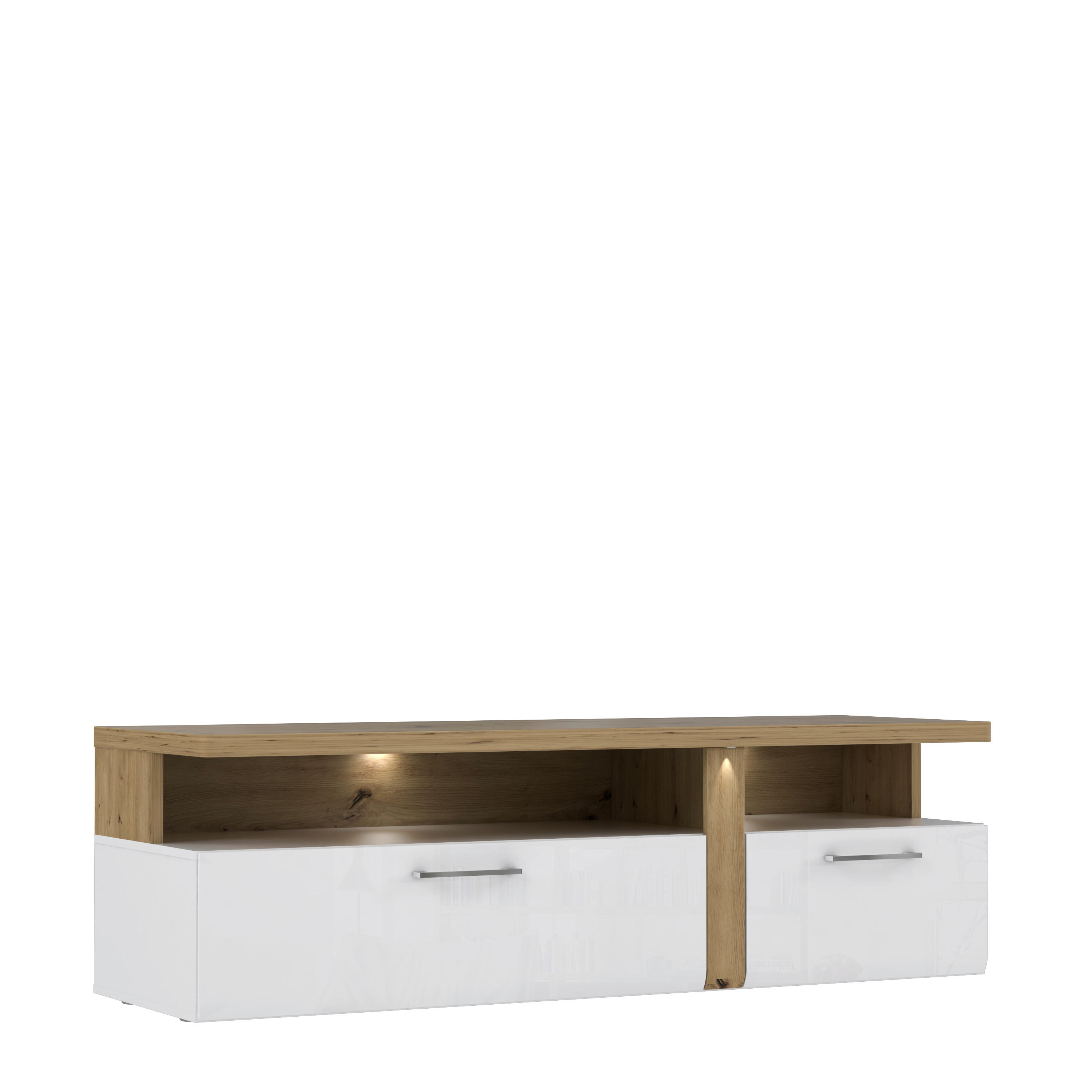 TV KOMODA bela, boja hrasta  - boja hroma/siva, Dizajnerski, metal/pločasti materijal (163,2/50,7/53,9cm) - Carryhome