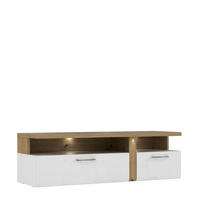 TV KOMODA bela, boja hrasta  - boja hroma/siva, Dizajnerski, metal/pločasti materijal (163,2/50,7/53,9cm) - Carryhome
