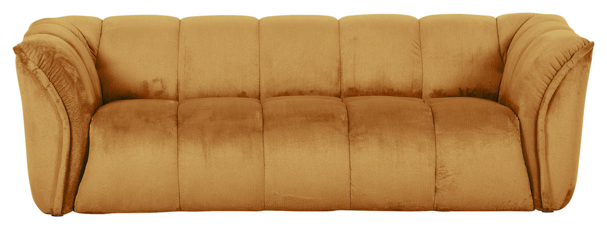 BIGSOFA Plüsch Orange  - Schwarz/Orange, Konventionell, Kunststoff/Textil (220/67/106cm) - MID.YOU