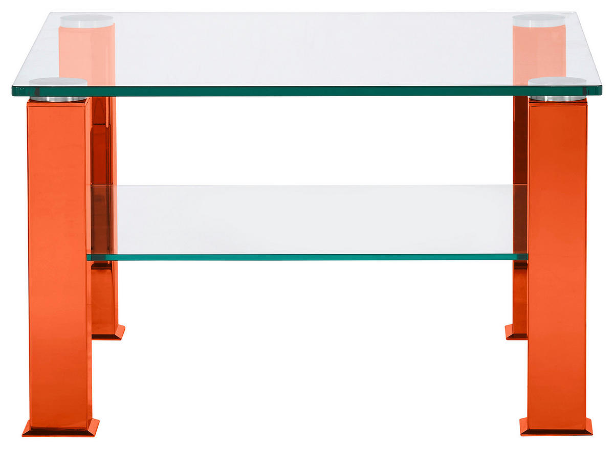 COUCHTISCH Kristallglas 75/75/42,5 cm quadratisch Orange, Rot  - Rot/Orange, Design, Glas/Kunststoff (75/75/42,5cm)