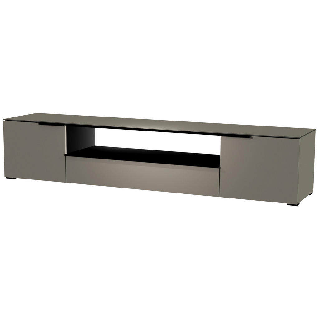 Thumbnail - Moderano Lowboard, Grau, Schwarz, Metall, 2 Fächer, 1 Schubladen, 210x43x45 cm, Beimöbel erhältlich, Abdeckplatte aus Gl...