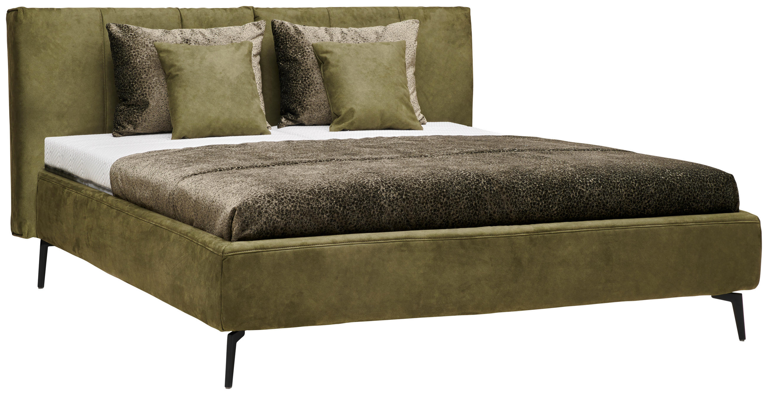 POLSTERBETT 180/200 cm  Olivgrün  - Weiss/Schwarz, Design, Holz/Textil (180/200cm) - Johann Jakob