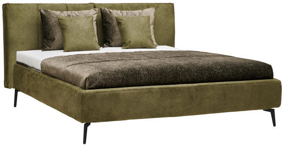 POLSTERBETT Matratze, Lattenrost Olivgrün 180/200 cm  - Schwarz/Weiß, Design, Holz/Textil (180/200cm) - Johann Jakob