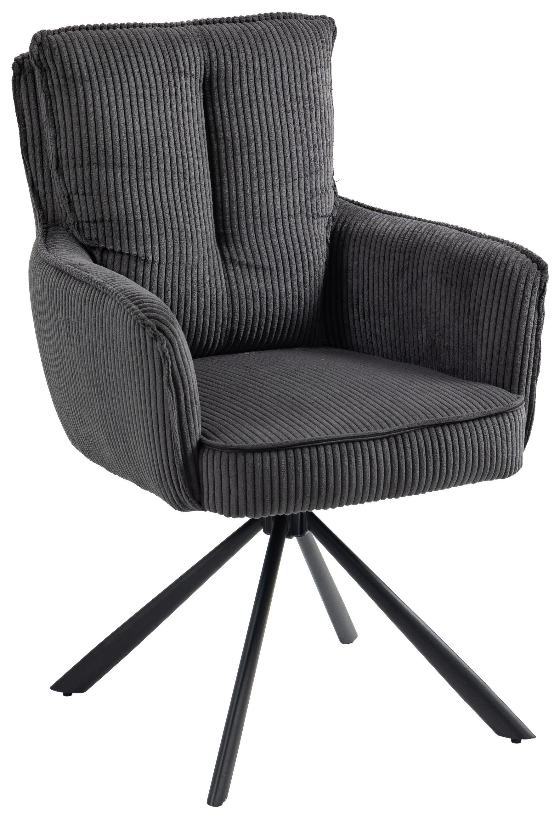 ARMLEHNSTUHL  in Eisen Cord  - Dunkelgrau/Schwarz, Design, Textil/Metall (62/95/67cm) - Novel