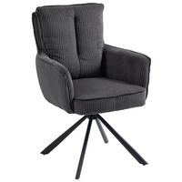 ARMLEHNSTUHL  in Eisen Cord  - Dunkelgrau/Schwarz, Design, Textil/Metall (62/95/67cm) - Novel