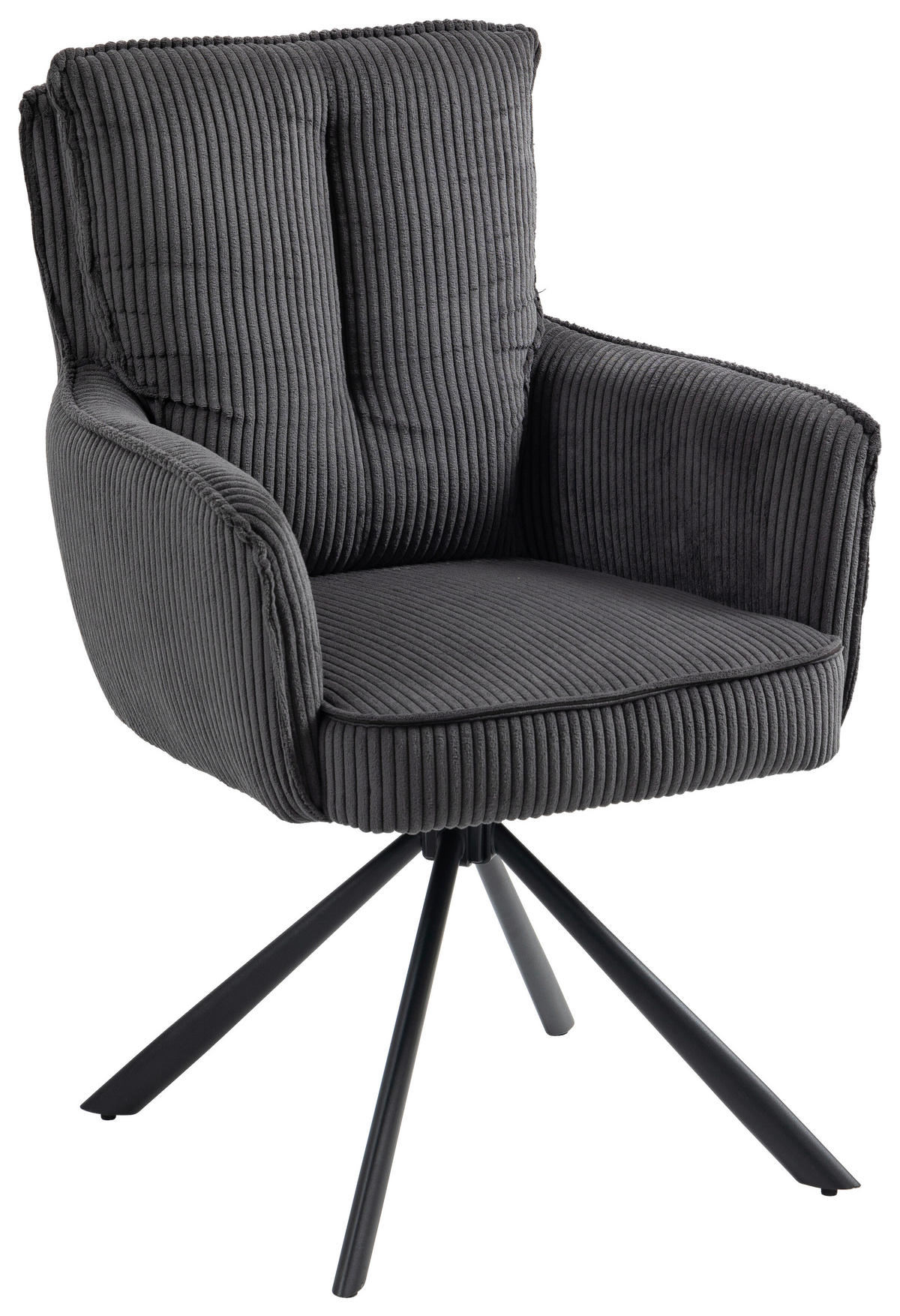 ARMLEHNSTUHL  in Eisen Cord  - Dunkelgrau/Schwarz, Design, Textil/Metall (62/95/67cm) - Novel