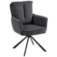 ARMLEHNSTUHL  Stoffauswahl, Sitzfläche 180° drehbar Cord  - Dunkelgrau/Schwarz, Design, Textil/Metall (62/95/67cm) - Novel