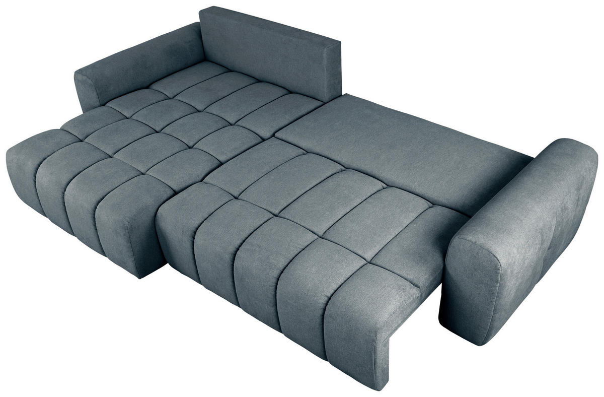 ECKSOFA in Velours Blau  - Blau/Schwarz, Konventionell, Kunststoff/Textil (168/298cm) - Carryhome