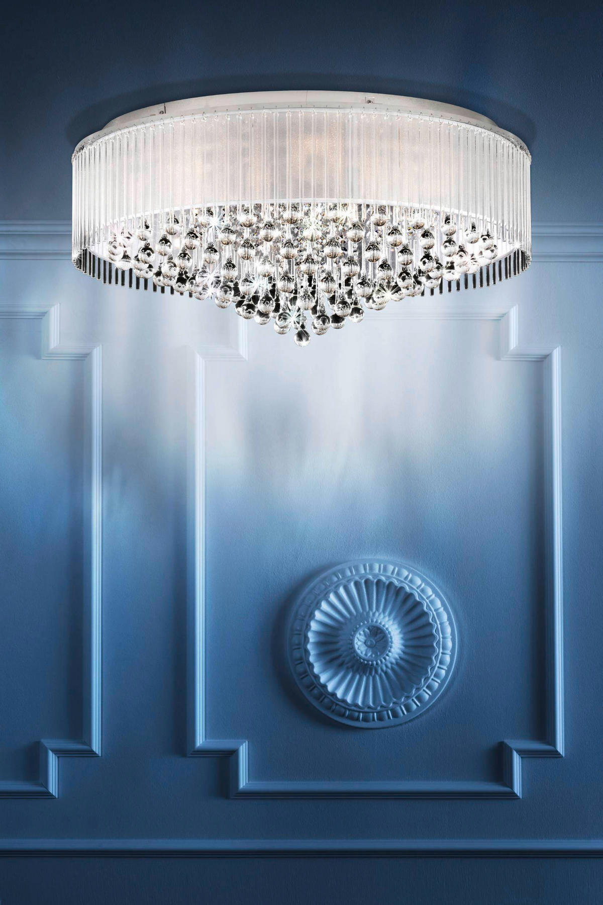 LED-DECKENLEUCHTE 77,5/36,5 cm   - Chromfarben, KONVENTIONELL, Glas/Metall (77,5/36,5cm) - Eglo