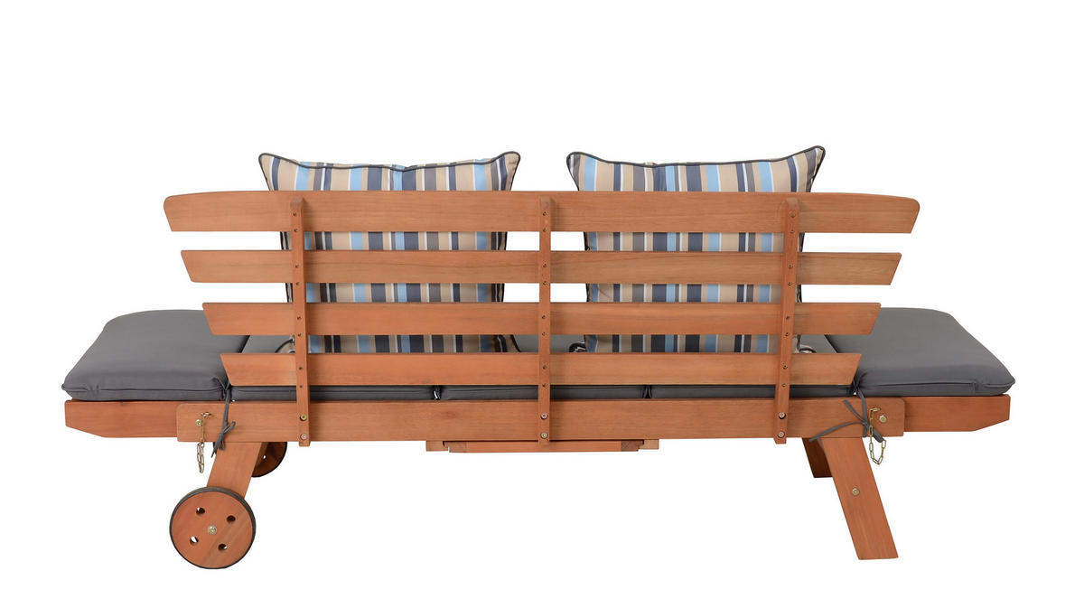 GARTENBANK 190/77,5/68 cm Eukalyptusholz   - Braun/Grau, Basics, Holz/Textil (190/77,5/68cm) - Gardenson
