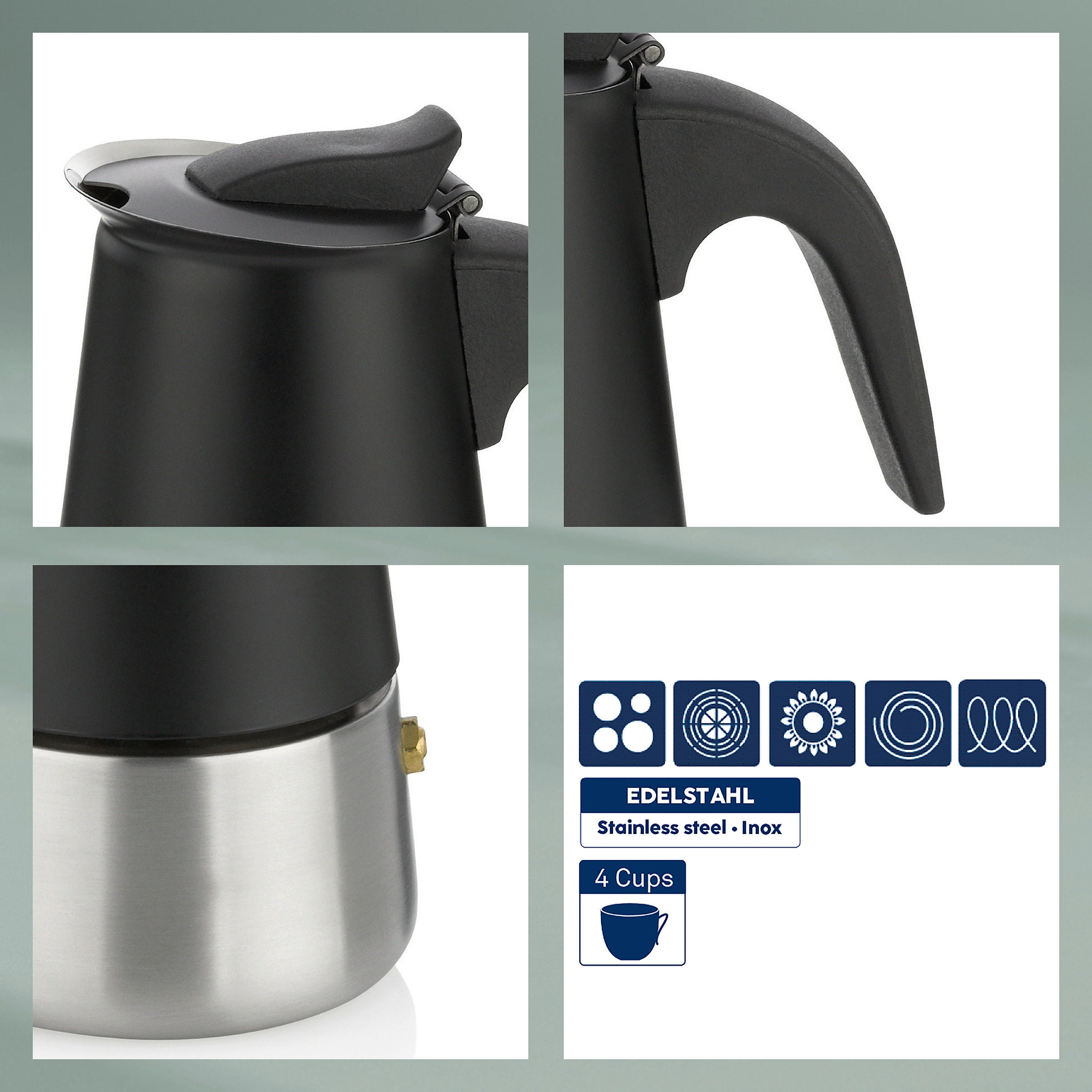 ESPRESSOKOCHER  - Schwarz, KONVENTIONELL, Metall (10/19.5cm) - Kela