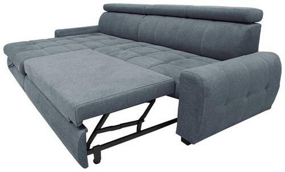 ECKSOFA in Webstoff Hellblau  - Weiss/Schwarz, Design, Kunststoff/Textil (276/173cm) - Stylife